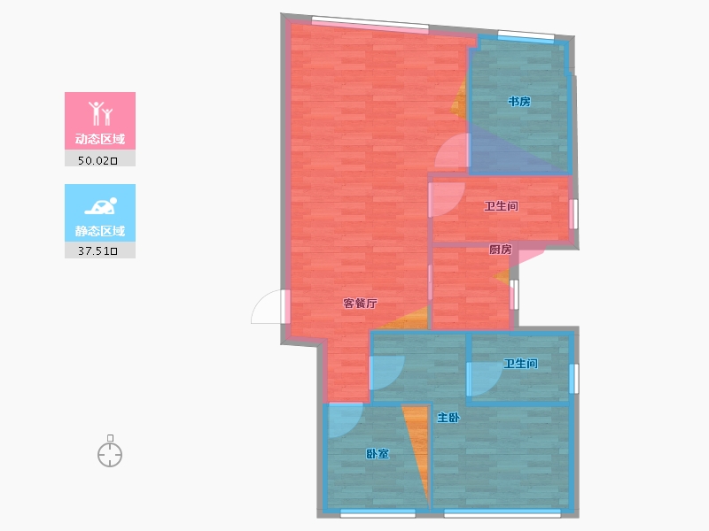 广东省-珠海市-IFC2期·琴澳湾1号T2-79.70-户型库-动静分区