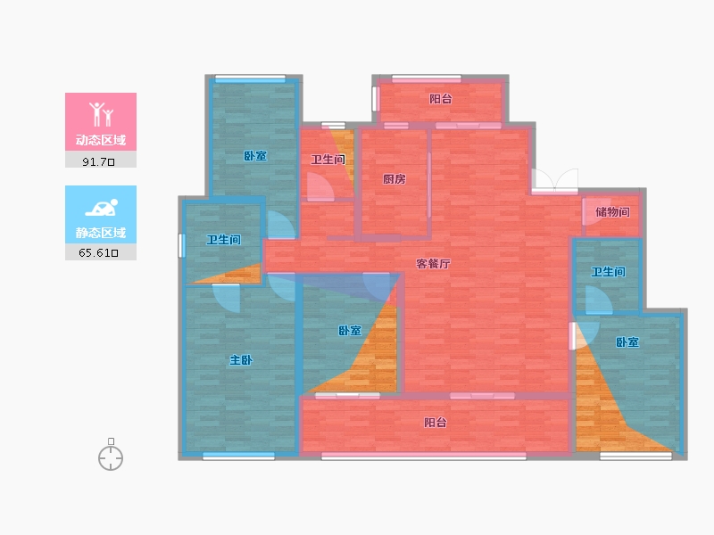 浙江省-绍兴市-天圣大越城-151.93-户型库-动静分区