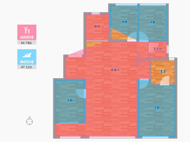 湖北省-武汉市-绿城·桂湖雲翠-110.64-户型库-动静分区