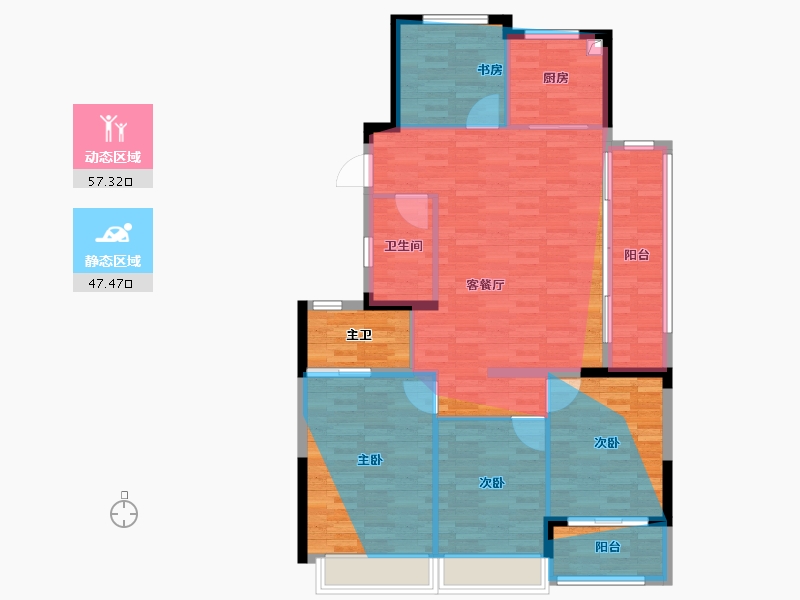 浙江省-杭州市-滨江叠映揽月轩-111.03-户型库-动静分区