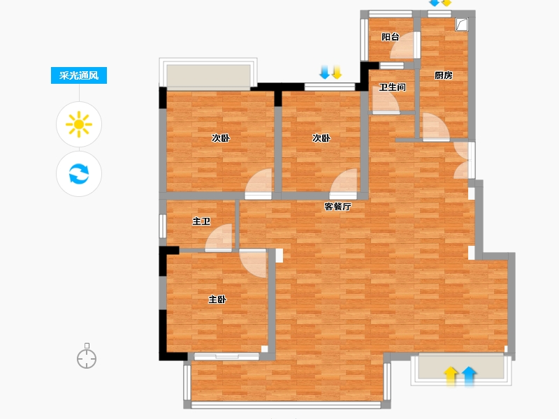 四川省-德阳市-金玉院子-103.29-户型库-采光通风