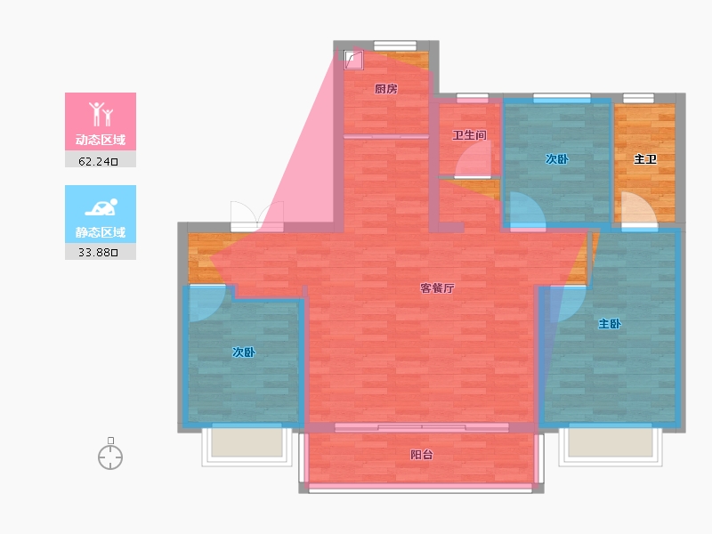 陕西省-榆林市-盛景博苑-89.58-户型库-动静分区