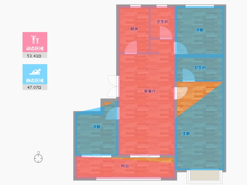 江苏省-苏州市-九龙仓逅湾雅苑-95.94-户型库-动静分区