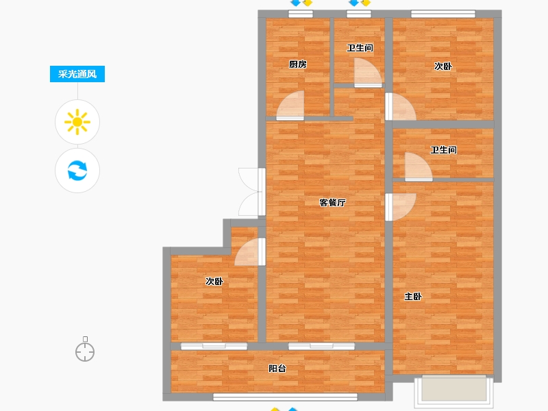 江苏省-苏州市-九龙仓逅湾雅苑-95.94-户型库-采光通风