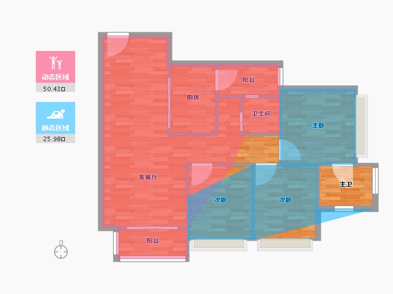 重庆-重庆市-格力两江总部公园-75.46-户型库-动静分区