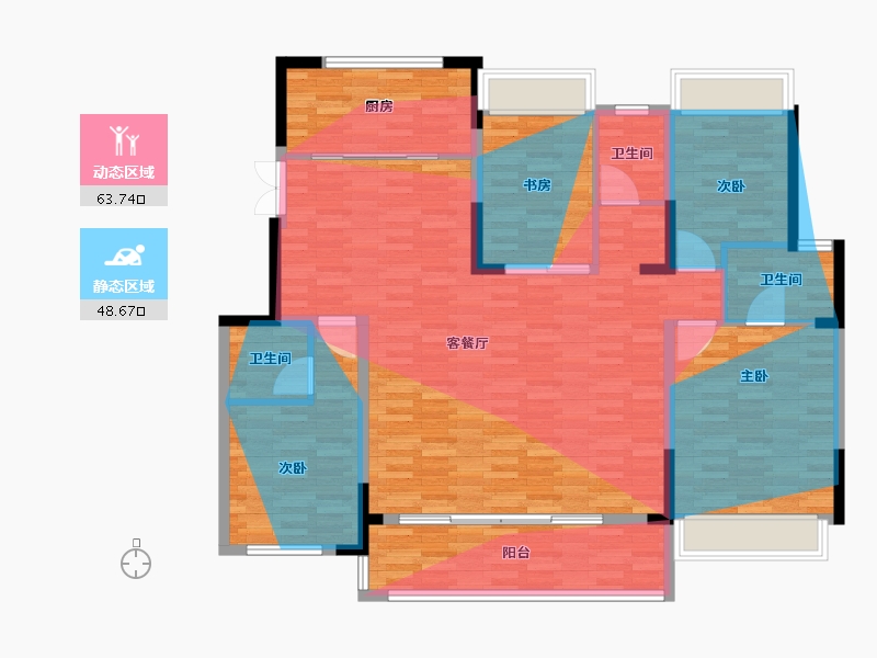 江苏省-苏州市-张家港中锐星公元-132.00-户型库-动静分区