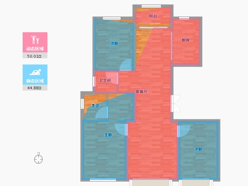 内蒙古自治区-鄂尔多斯市-满世·碧水兰庭-91.21-户型库-动静分区