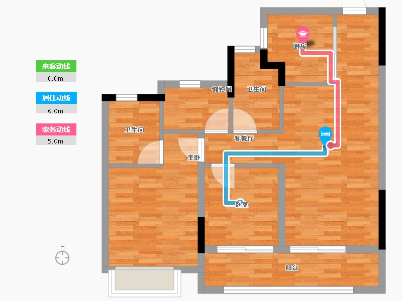 浙江省-杭州市-江畔云庐-71.00-户型库-动静线