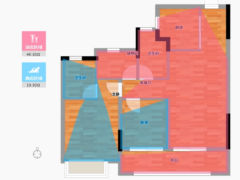 浙江省-杭州市-江畔云庐-71.00-户型库-动静分区