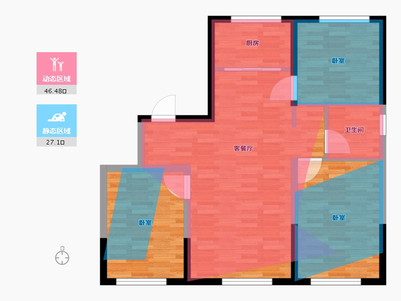 吉林省-辽源市-正旭·城市之光-76.09-户型库-动静分区