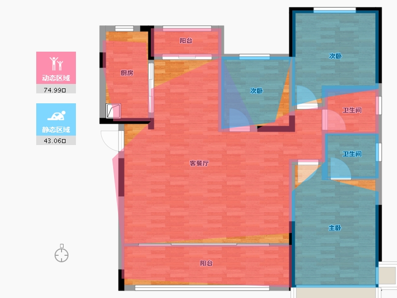 陕西省-延安市-理想城-113.48-户型库-动静分区