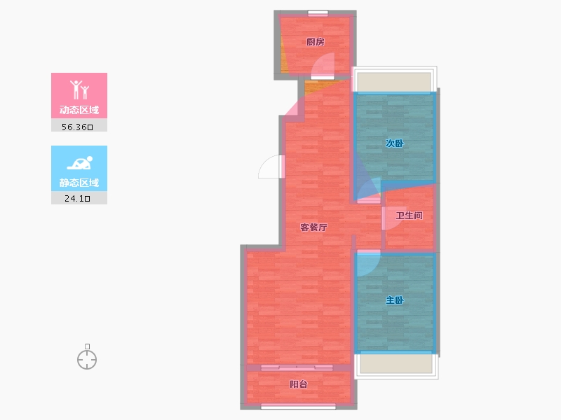 吉林省-延边朝鲜族自治州-上海城·澜院-71.26-户型库-动静分区