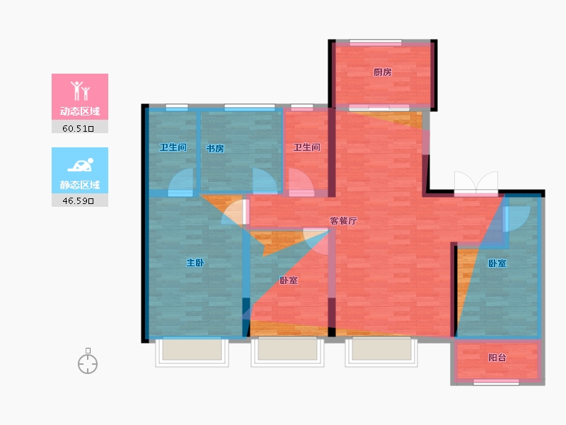 陕西省-西安市-创新港梧桐南院（一期）-101.52-户型库-动静分区