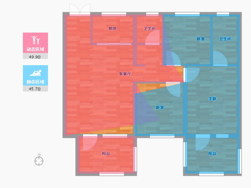 河北省-保定市-时代芳华-85.35-户型库-动静分区