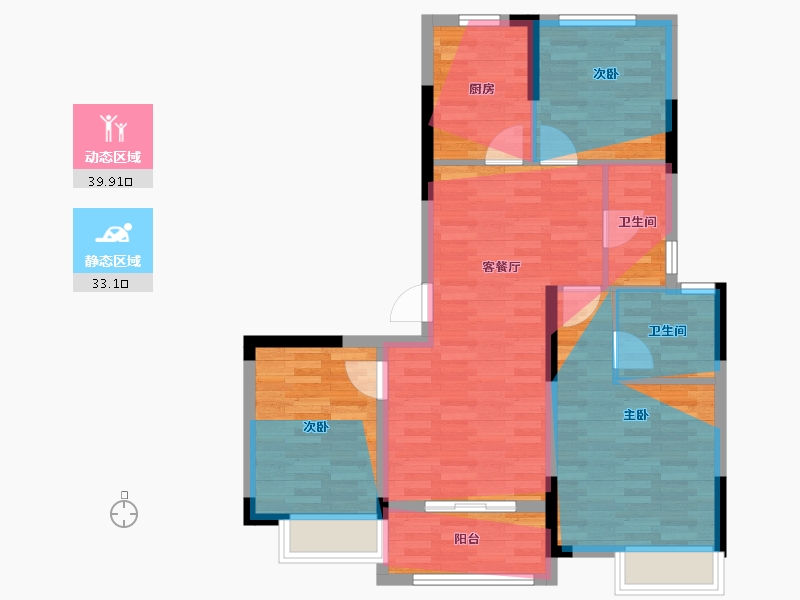 浙江省-金华市-婺城城投文晖雅居-79.20-户型库-动静分区