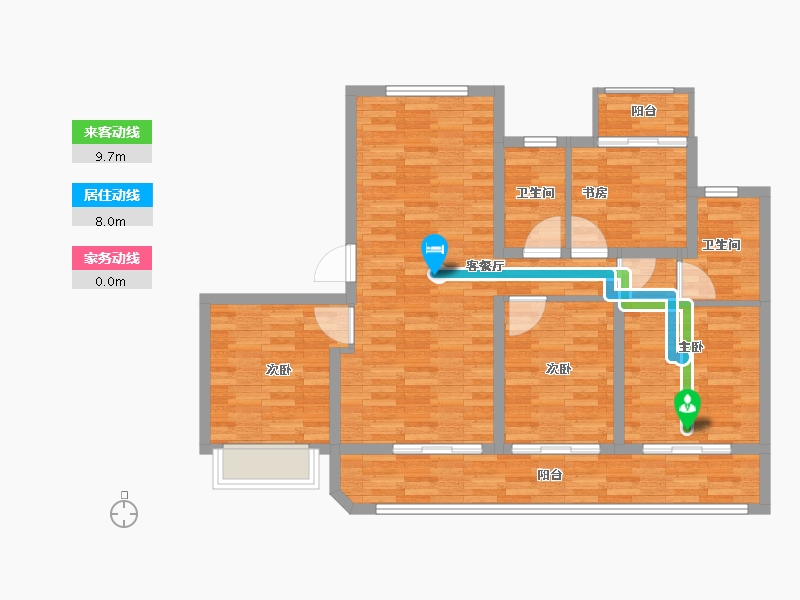 浙江省-台州市-方远朗成·滨河四季-96.47-户型库-动静线