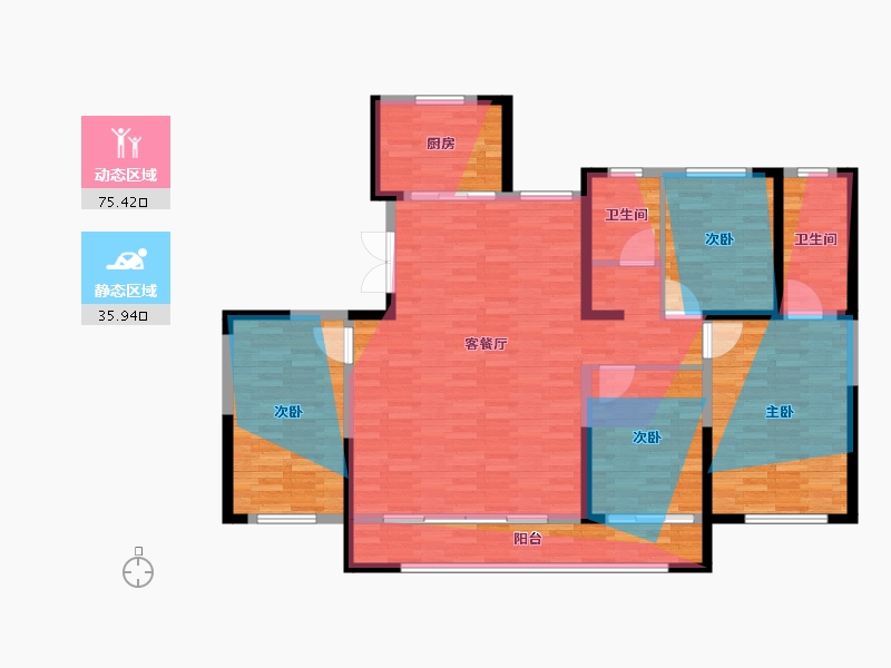 宁夏回族自治区-银川市-阅秀居-125.45-户型库-动静分区