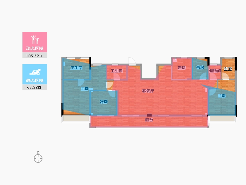 浙江省-台州市-蓝城·春风桂语-166.49-户型库-动静分区