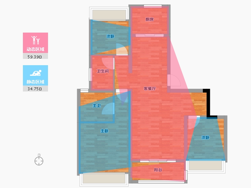 四川省-成都市-富元君庭-90.05-户型库-动静分区