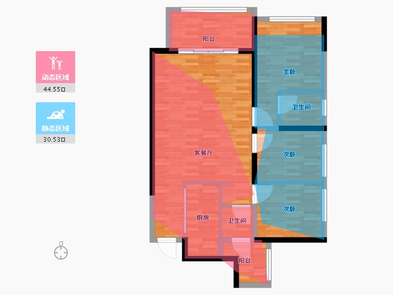 贵州省-贵阳市-贵阳城投毓翠-84.80-户型库-动静分区