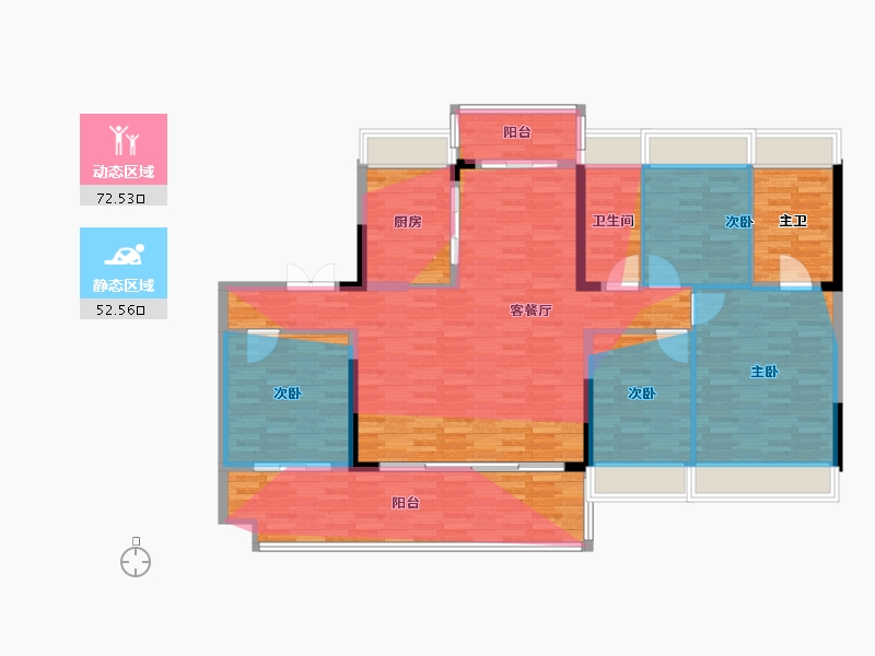 广东省-云浮市-新拓展小区1-135.44-户型库-动静分区