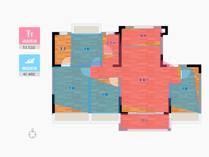 江苏省-苏州市-招商湖西璀璨-112.69-户型库-动静分区