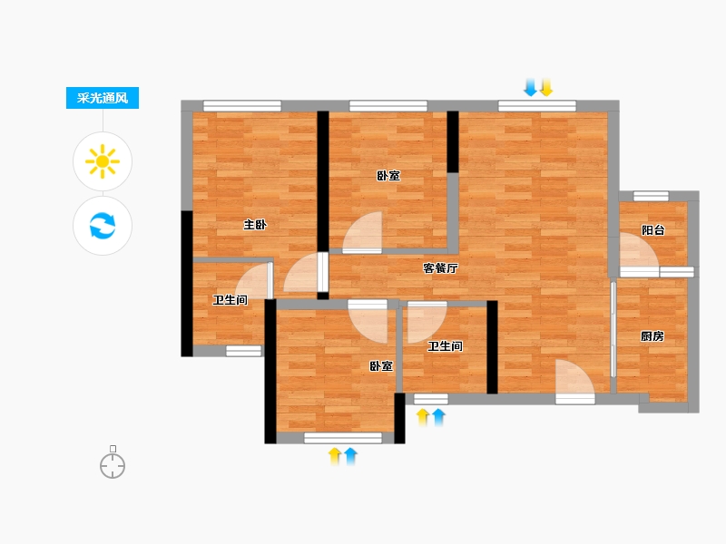 四川省-泸州市-阳光状元府-64.60-户型库-采光通风