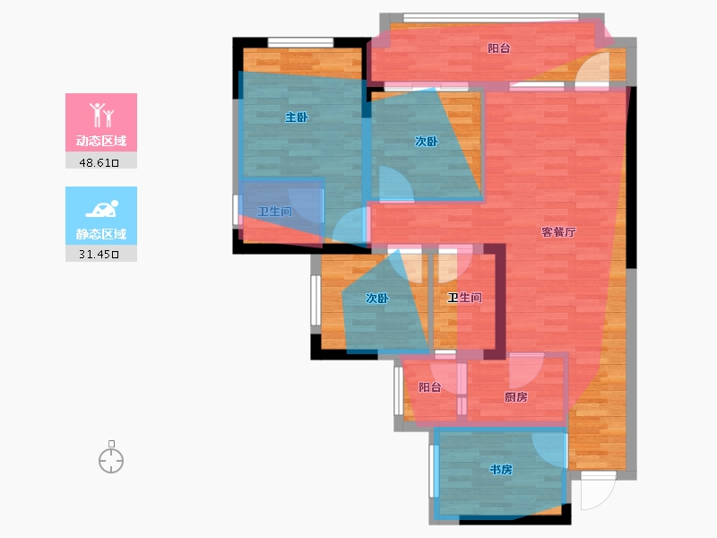 四川省-宜宾市-光明春天·海翔·天宸-87.35-户型库-动静分区