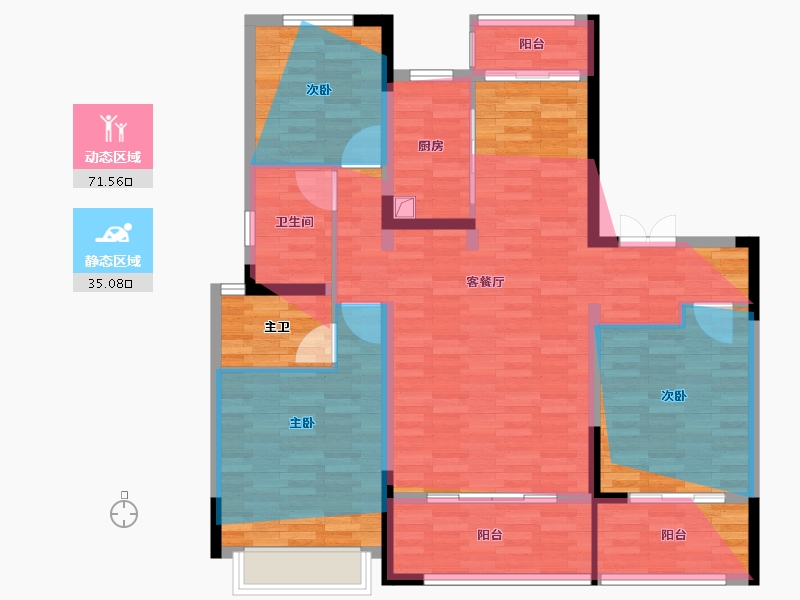 山东省-青岛市-水岸名邦-114.40-户型库-动静分区