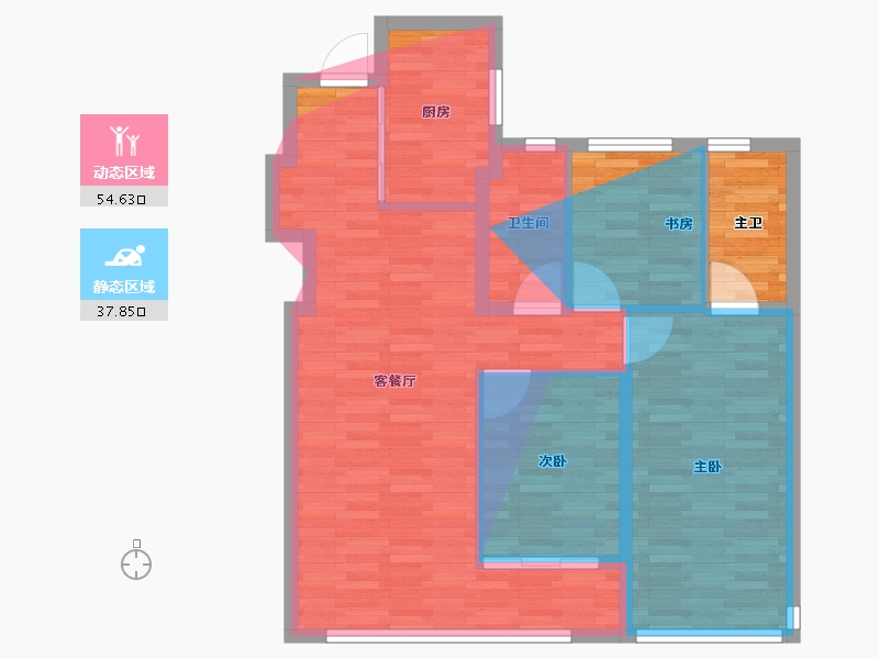 湖北省-武汉市-绿城·桂湖雲翠-85.98-户型库-动静分区