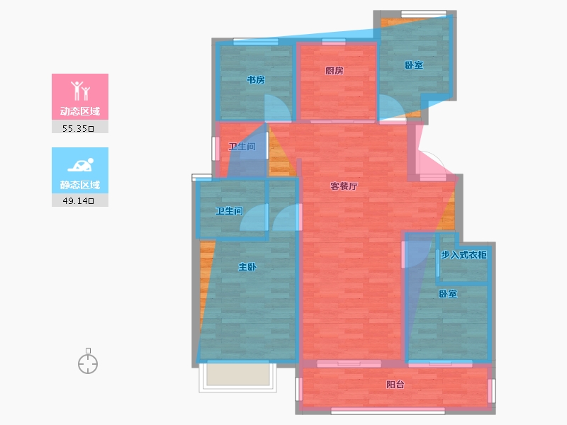 浙江省-杭州市-平峰晓庐-91.59-户型库-动静分区