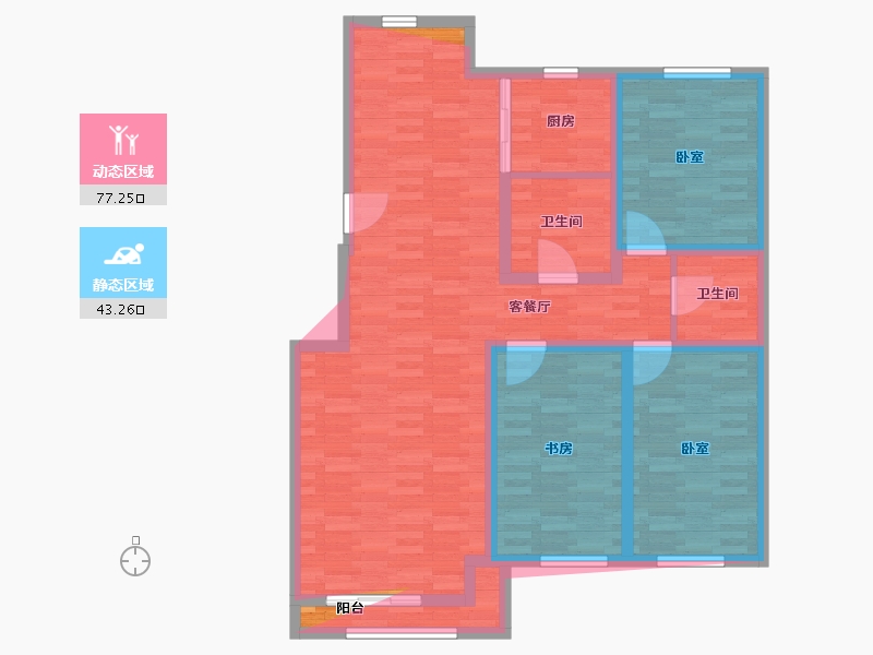 辽宁省-鞍山市-东峦玉阁-108.05-户型库-动静分区