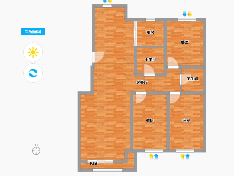 辽宁省-鞍山市-东峦玉阁-108.05-户型库-采光通风