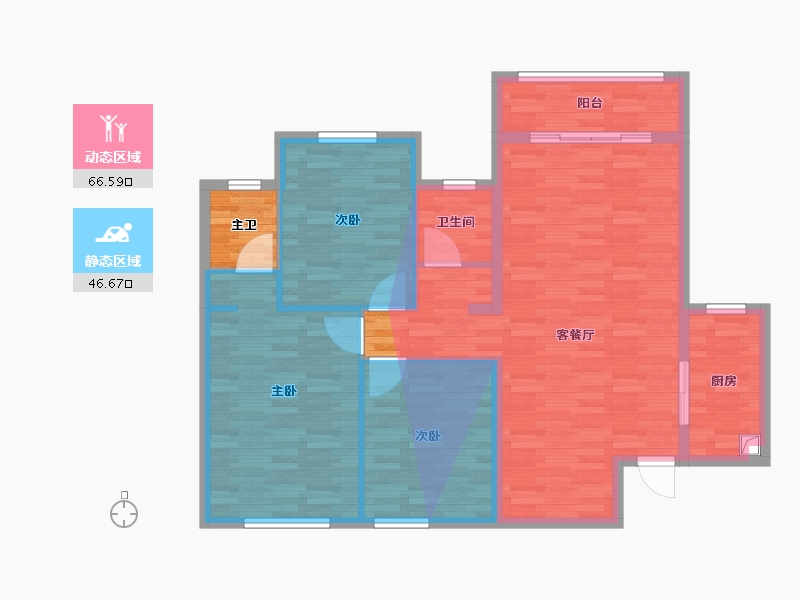 陕西省-西安市-上塔坡安置小区-112.00-户型库-动静分区