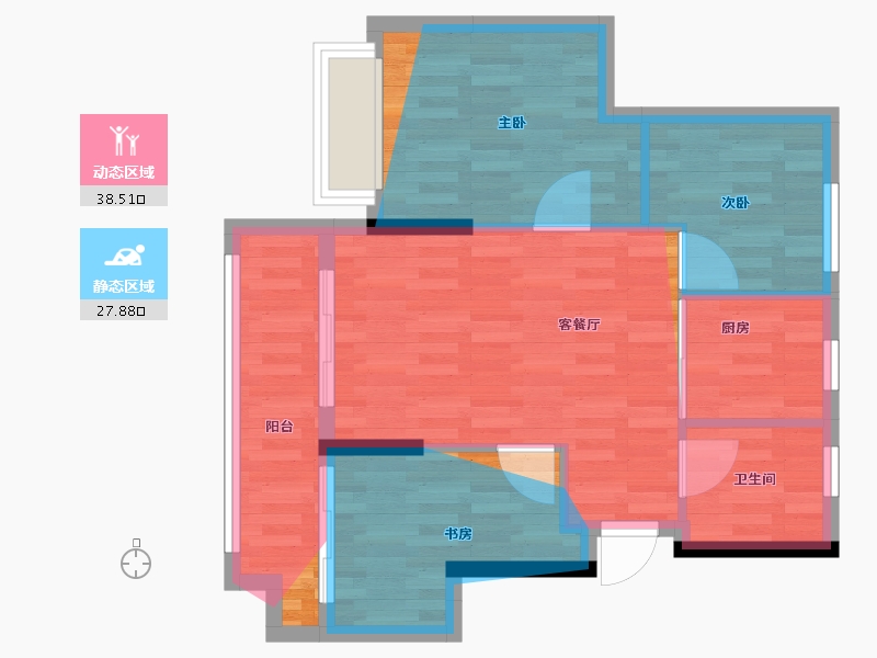 浙江省-金华市-金麟禾府-65.94-户型库-动静分区