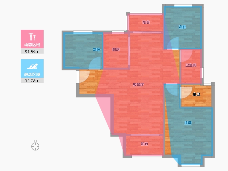 湖南省-长沙市-中粮鸿云-85.95-户型库-动静分区