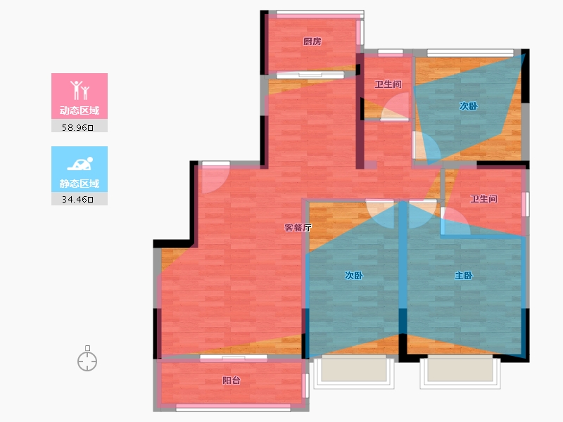 陕西省-西安市-吉祥院子-98.57-户型库-动静分区