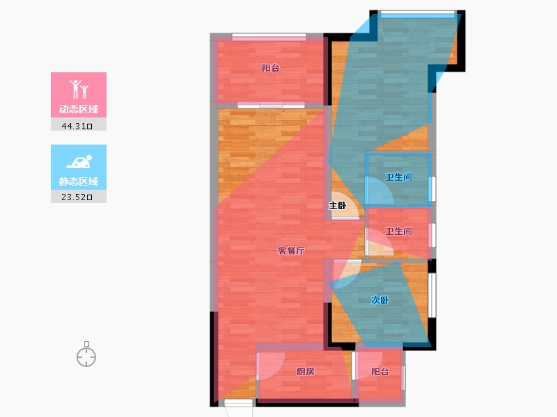 重庆-重庆市-香海驿-73.60-户型库-动静分区