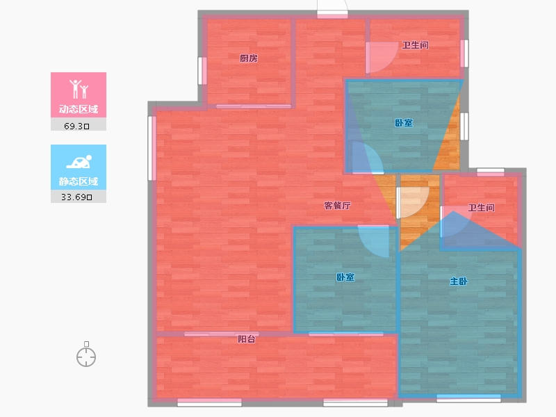 湖南省-长沙市-湘诚德峰小区-101.38-户型库-动静分区