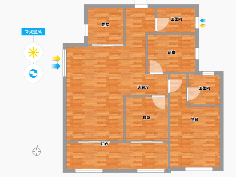 湖南省-长沙市-湘诚德峰小区-101.38-户型库-采光通风