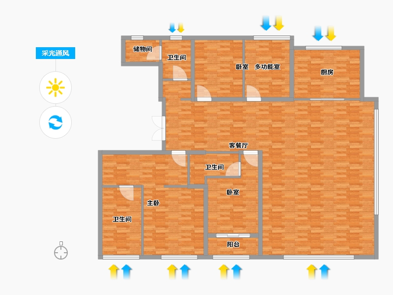 山东省-济南市-凤凰路壹号院-191.45-户型库-采光通风