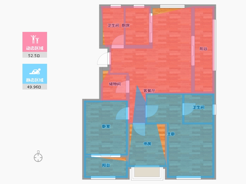 浙江省-杭州市-平峰晓庐-93.74-户型库-动静分区