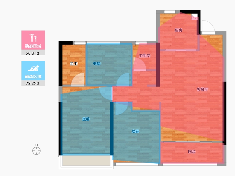 浙江省-台州市-天和幸福里-93.88-户型库-动静分区