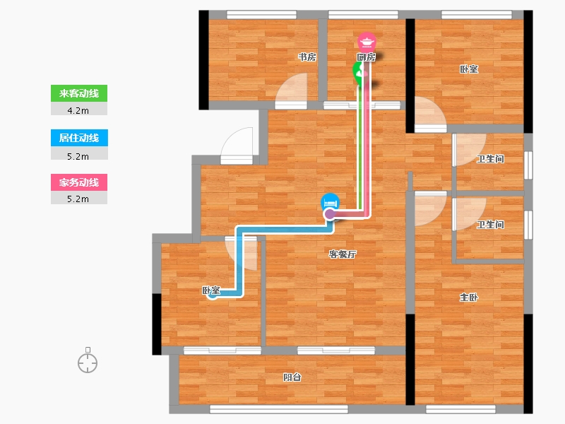 江苏省-扬州市-华建·天庆-90.63-户型库-动静线