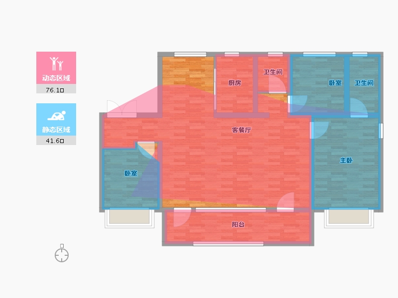 山东省-泰安市-玺悦·臻誉-107.75-户型库-动静分区