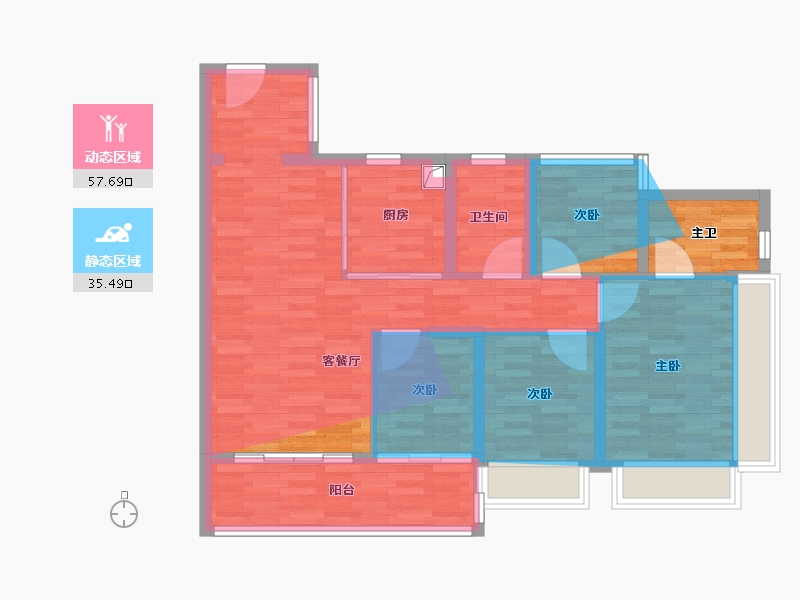 广东省-广州市-中旅·璞樾天序-87.25-户型库-动静分区