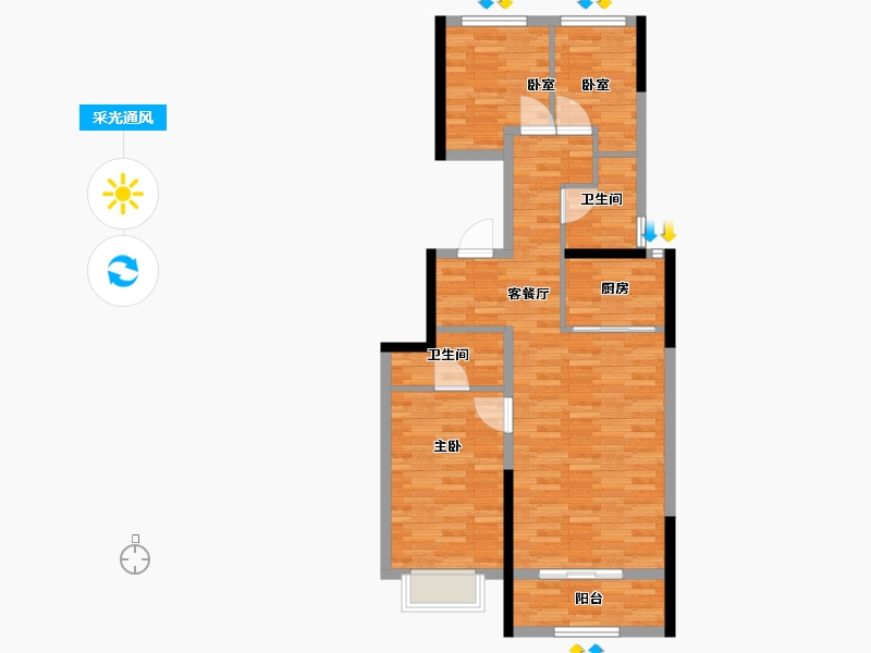 河北省-邢台市-皓顺新华府-79.98-户型库-采光通风