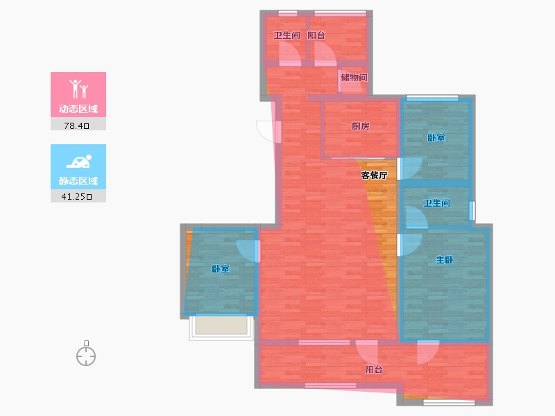 陕西省-西安市-中海·锦业元晟-112.32-户型库-动静分区