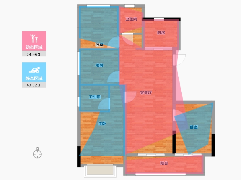 浙江省-金华市-婺城城投文晖雅居-101.63-户型库-动静分区