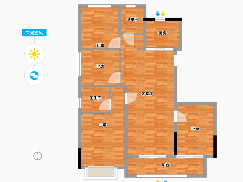 浙江省-金华市-婺城城投文晖雅居-101.63-户型库-采光通风